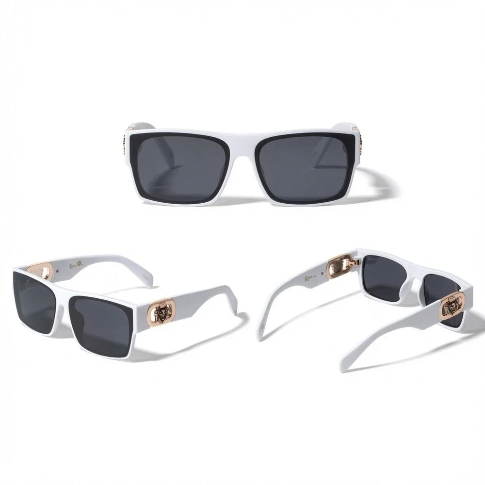 White Square Sunglasses Festival Bold, Shield Flat Top, Chunky, Style, Lion Head
